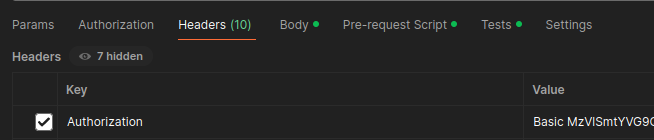A screenshot of part of the Headers tab in a request in Postman