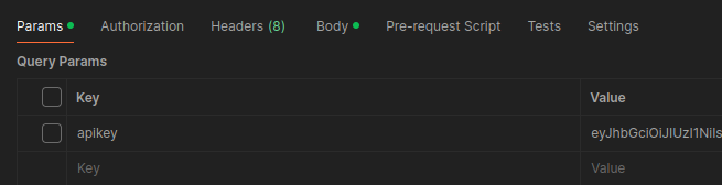 A screenshot of part of the Params tab in a request in Postman